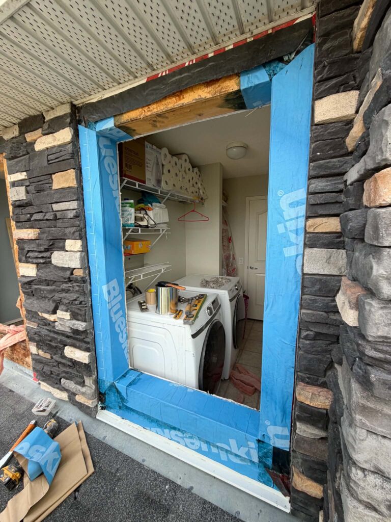 Window opening with barrier detail during replacement work
